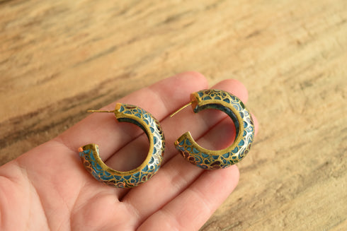 Plique-à-jour Hoop Earrings